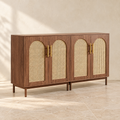 Marin brown sideboard with four arched rattan door panels