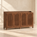 Arlo brown sideboard with four arched slatted doors