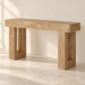 Vale natural-finish console table with two open rectangular supports