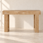 Front view of Vale’s long console table
