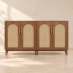Front view of Marin’s four-door rattan sideboard