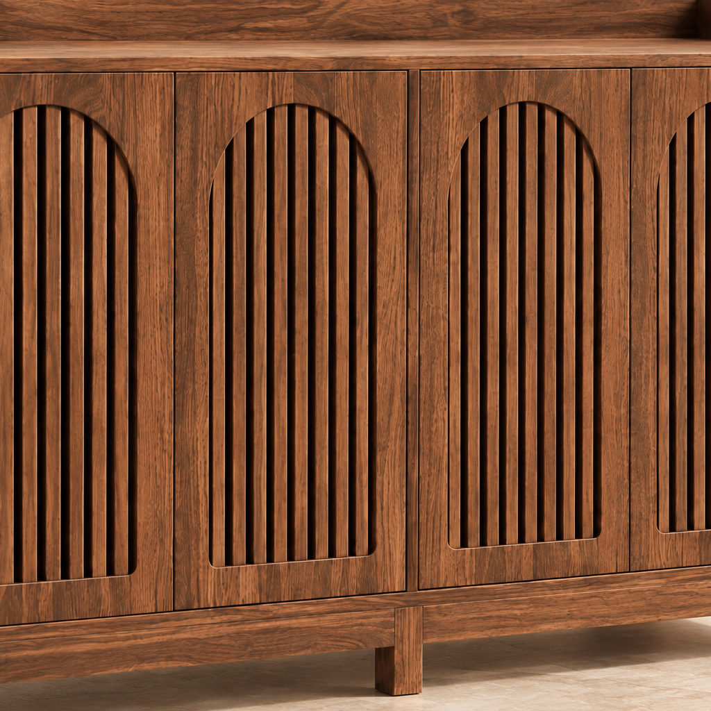 Close-up of Arlo’s arched slatted door fronts