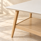 Parker off-white tabletop and angled leg detail