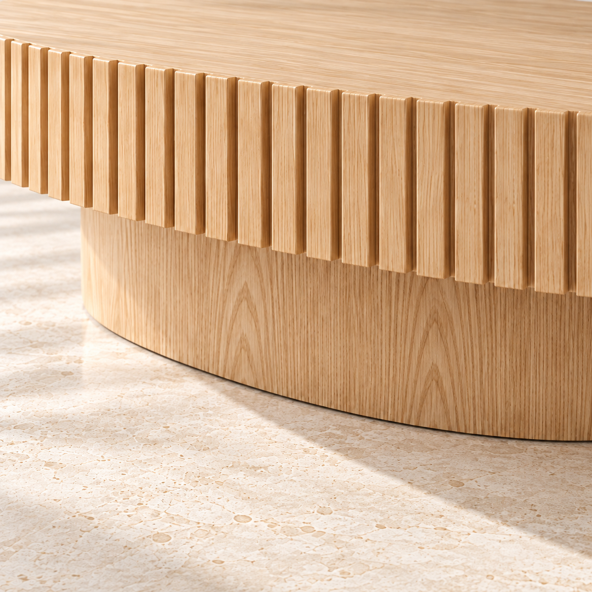 Forma fluted apron and recessed base detail
