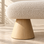 Close-up of Alba’s rounded seat edge and wood support