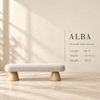 Alba bouclé bench size guide