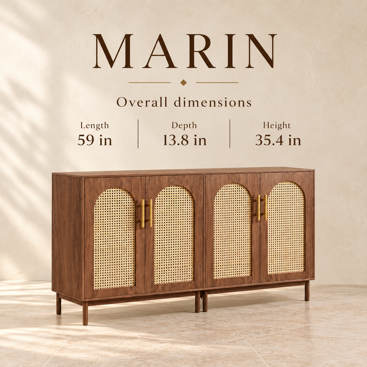 Marin rattan sideboard size guide