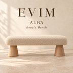 EVIM Alba bouclé bench brand card