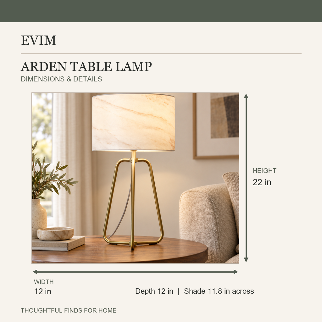 Arden table lamp product information card