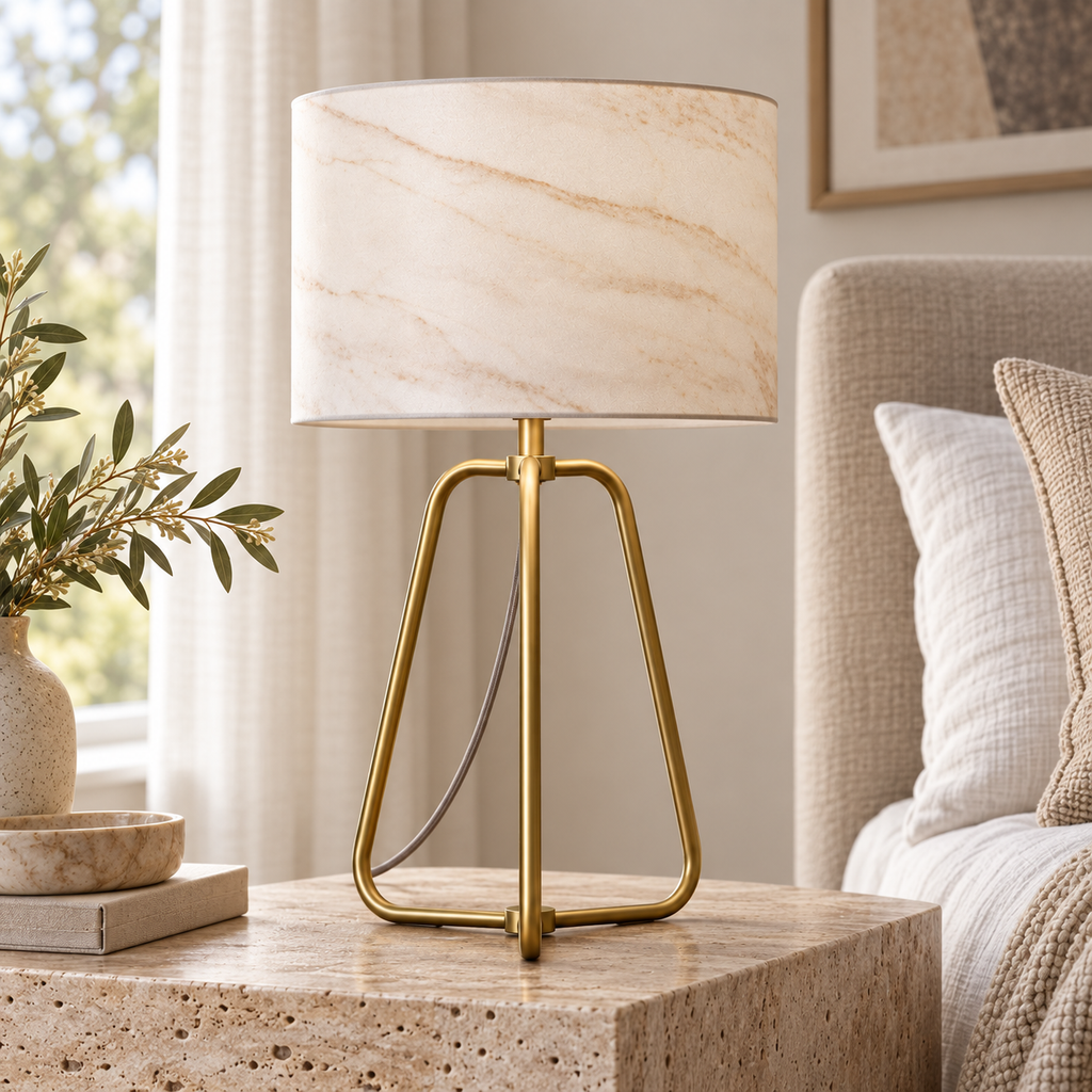 Arden table lamp styled on a bedside surface