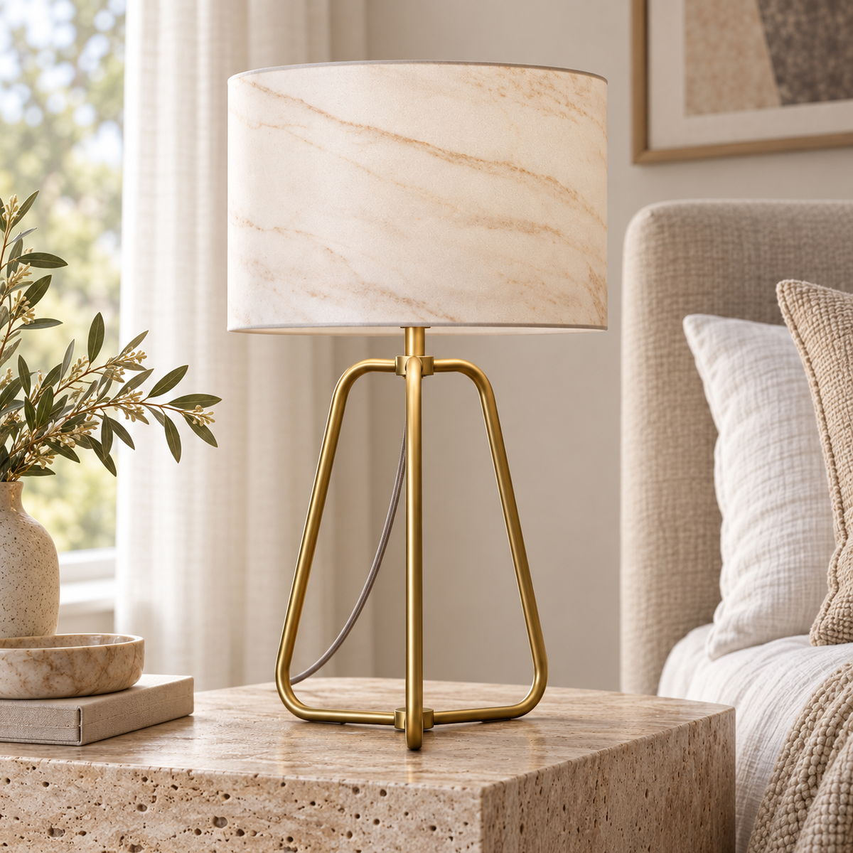 Arden table lamp styled on a bedside surface