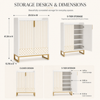 Aurelia 5-Tier Shoe Cabinet dimensions and interior storage layout, showing five shelves for approximately 20–25 pairs of shoes.