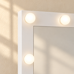 Clara mirror corner and individual globe lights detail