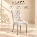 Elara chair dimensions: 19.7 inches wide, 24.6 inches deep and 37.5 inches high