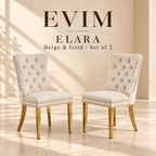 EVIM Elara beige and gold dining chair set of two