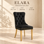 Elara chair dimensions: 19.7 inches wide, 24.6 inches deep and 37.5 inches high