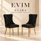 EVIM Elara black and gold velvet dining chairs, set of two