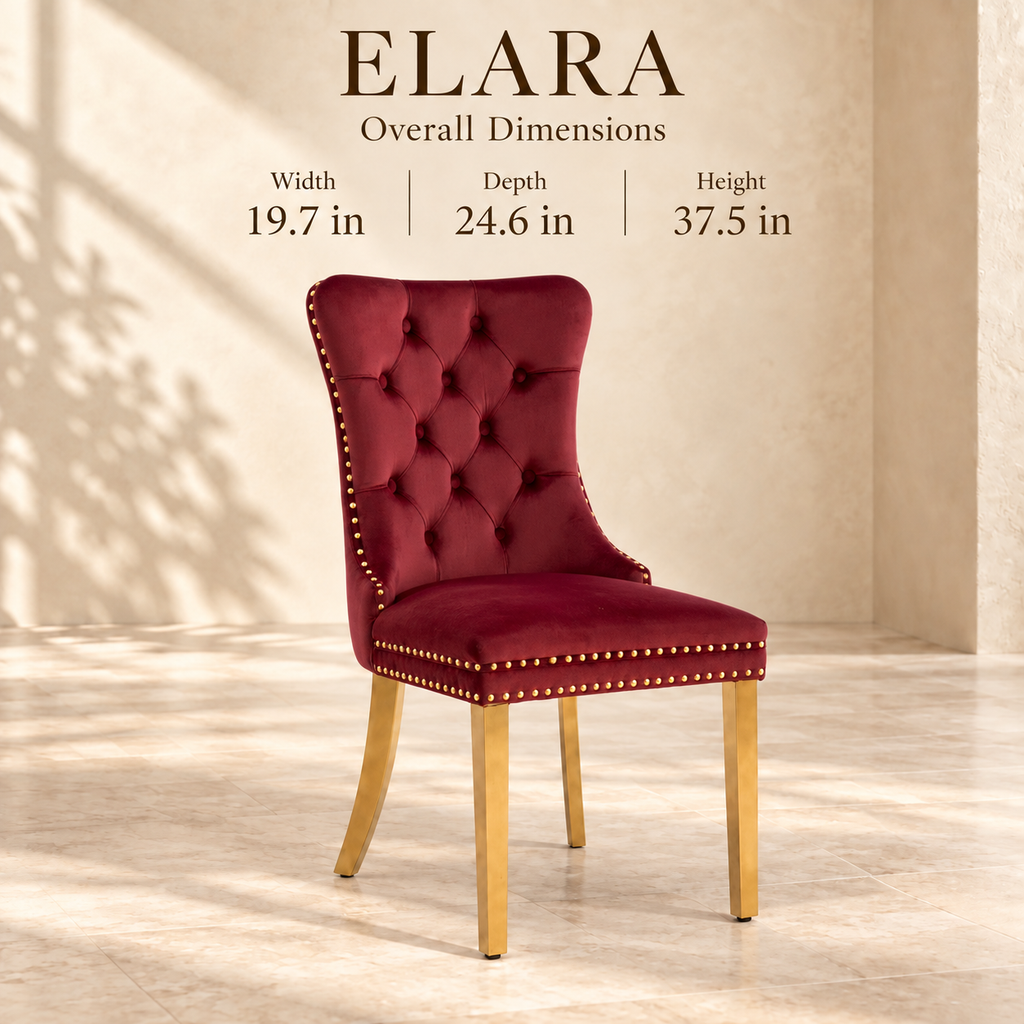 Elara chair dimensions: 19.7 inches wide, 24.6 inches deep and 37.5 inches high