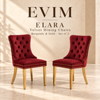 EVIM Elara burgundy and gold velvet dining chairs, set of two