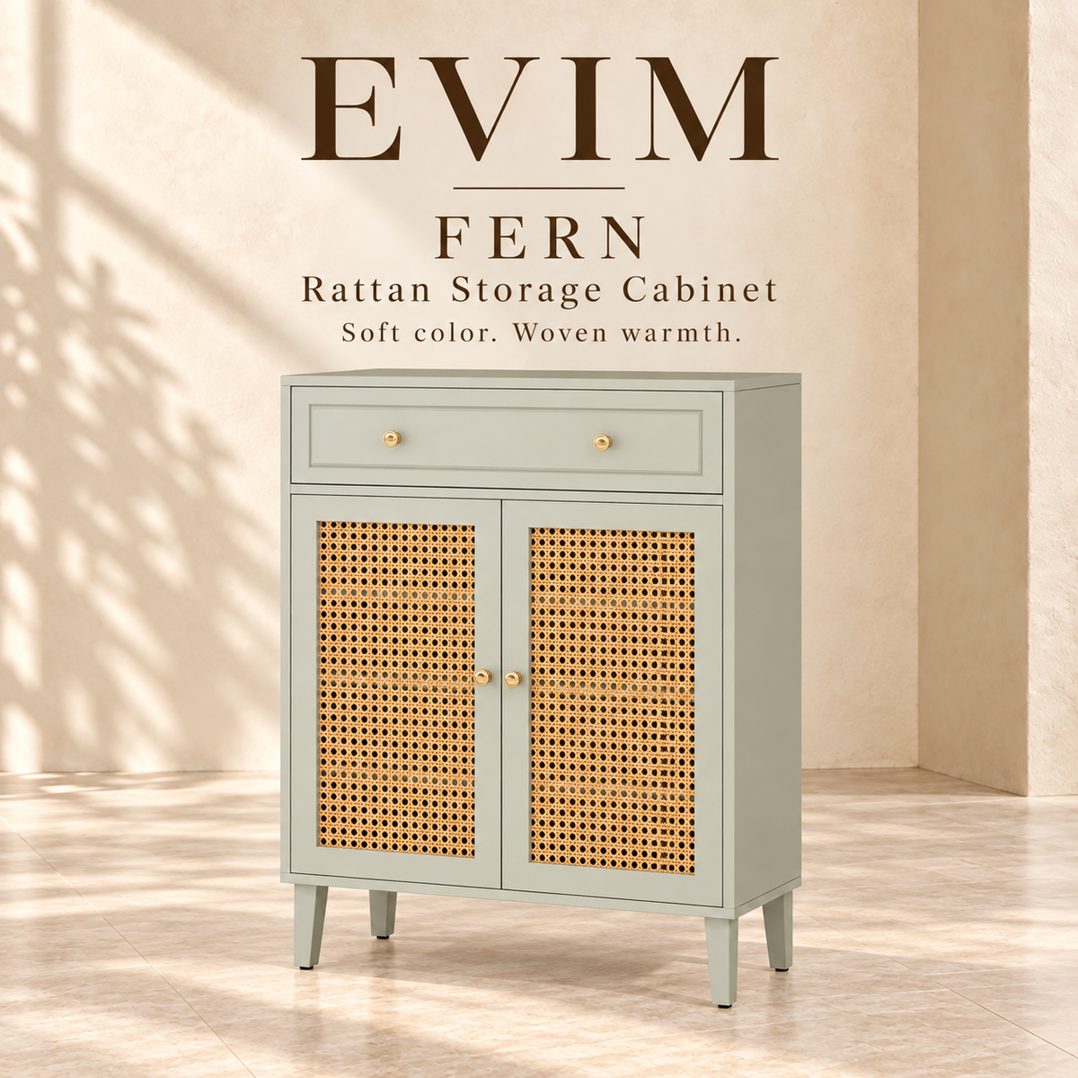 EVIM Fern rattan storage cabinet brand card