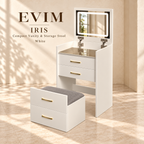 EVIM Iris compact white vanity and matching storage stool