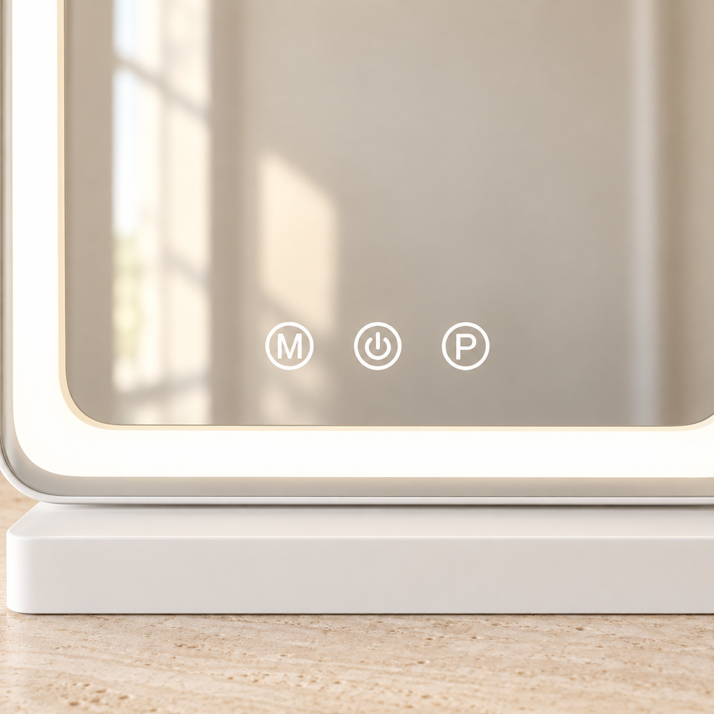 Lumi mirror touch controls and illuminated LED border detail