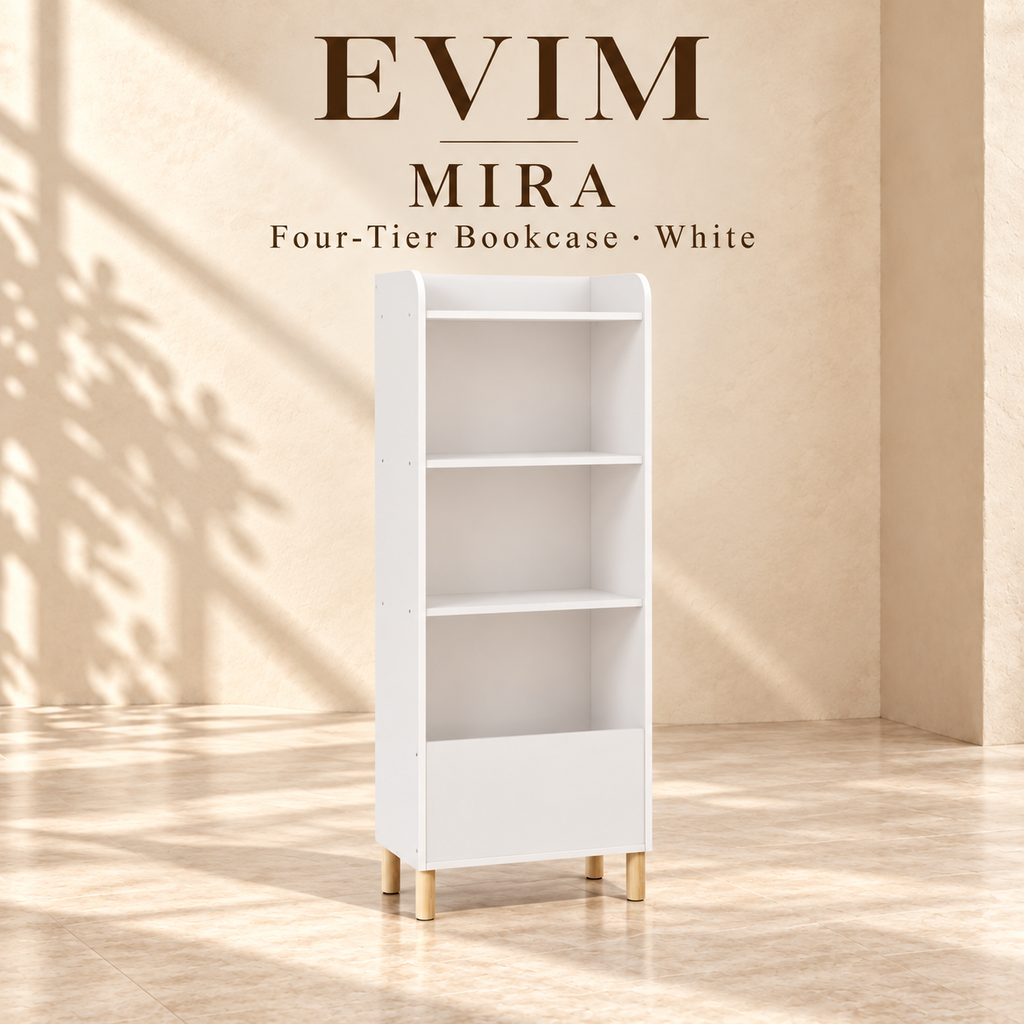 EVIM Mira four-tier bookcase in white