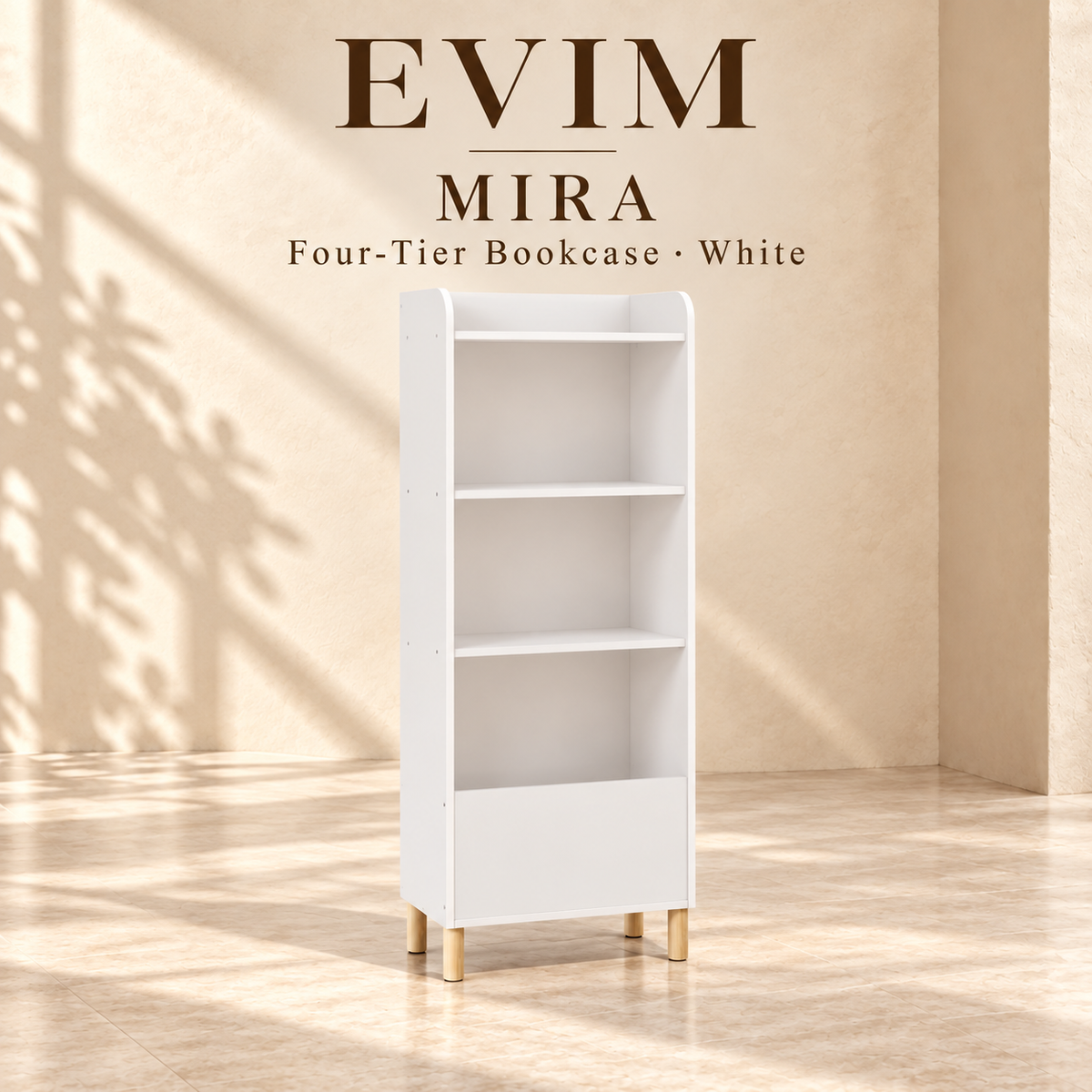 EVIM Mira four-tier bookcase in white
