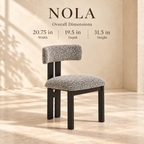 Nola chair dimensions: 20.75 inches wide, 19.5 inches deep and 31.5 inches high