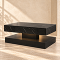 Nova black marble-look LED storage coffee table with warm underlighting