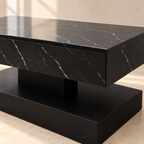 Nova black marble-look surface and table edge close-up