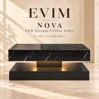 EVIM Nova LED storage coffee table brand card