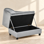 Pip pet sofa with the seat lifted to reveal hidden storage