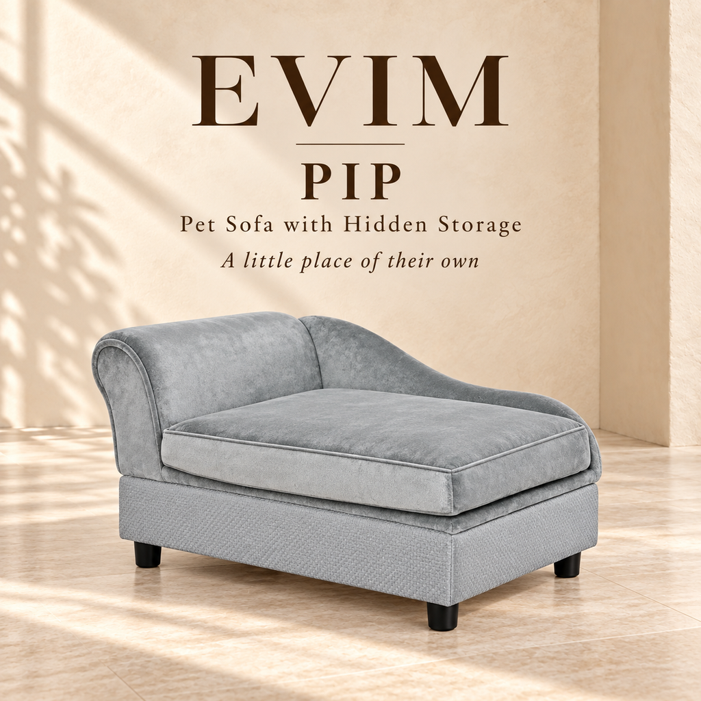 EVIM Pip pet sofa with hidden storage brand card