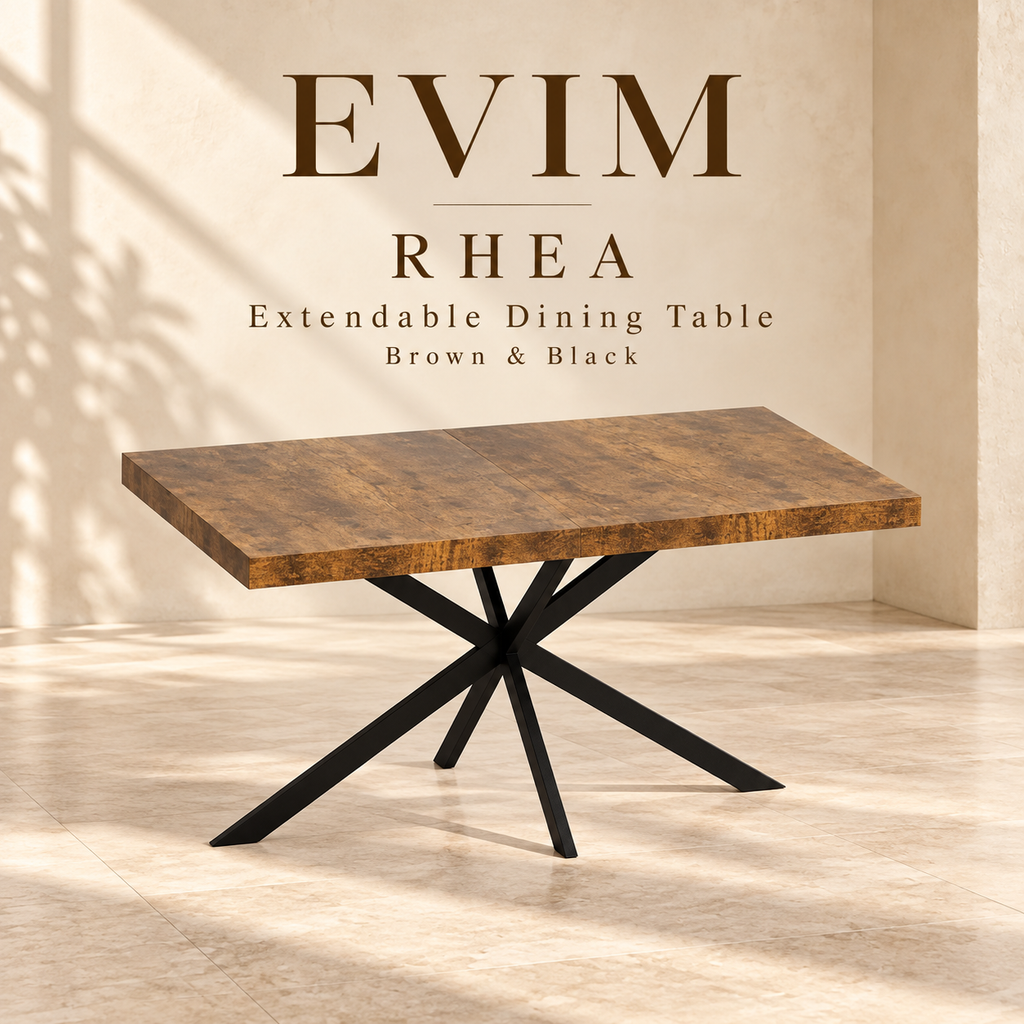 EVIM Rhea extendable dining table in brown and black