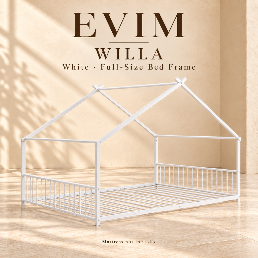 EVIM Willa white full-size house bed frame; mattress not included