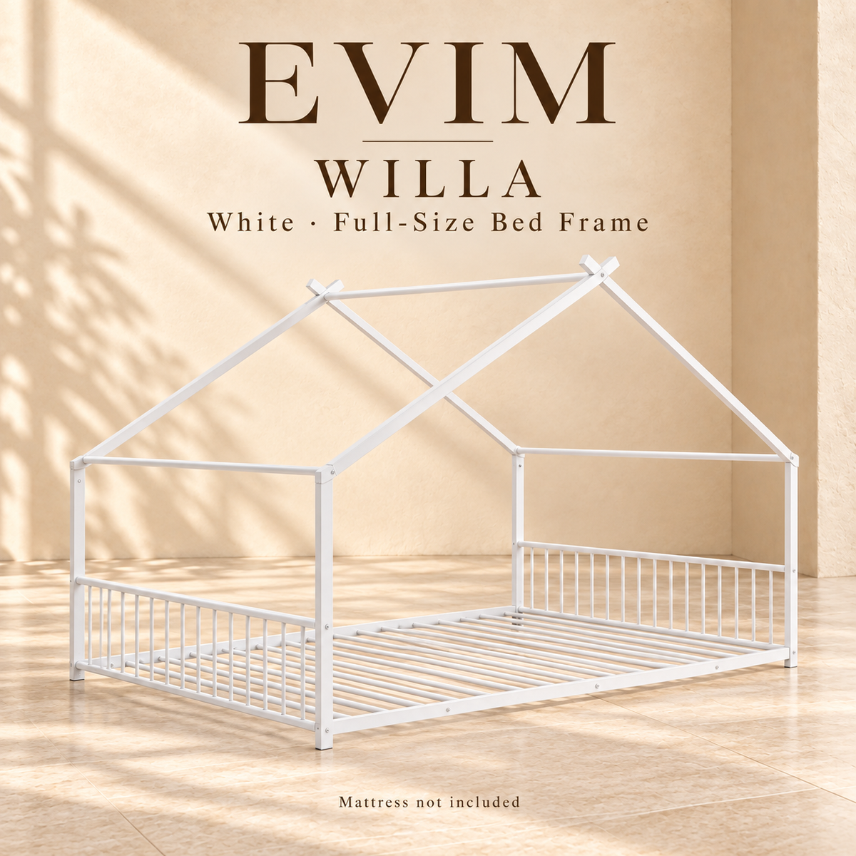 EVIM Willa white full-size house bed frame; mattress not included