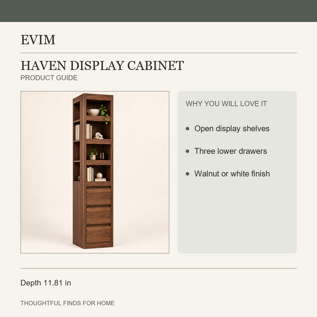 Haven cabinet storage features information card