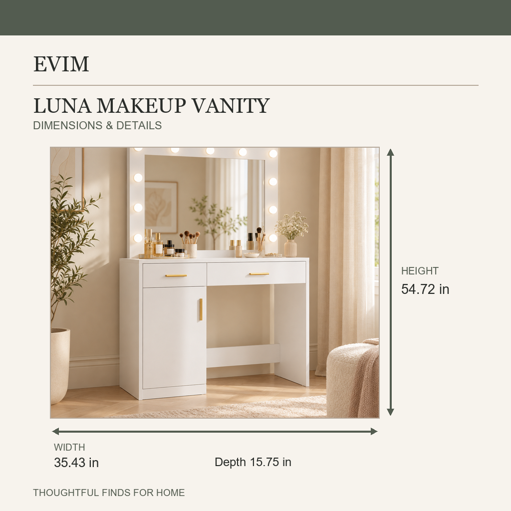 Luna lighted vanity product information card