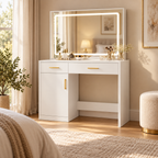 Luna vanity in a warm bedroom setting