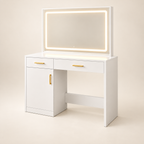 Luna white vanity with the light-strip mirror option