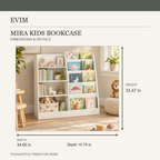 Mira children’s bookcase and toy organizer size guide